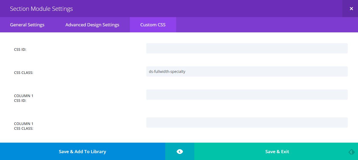 Making the specialty section fullwidth
