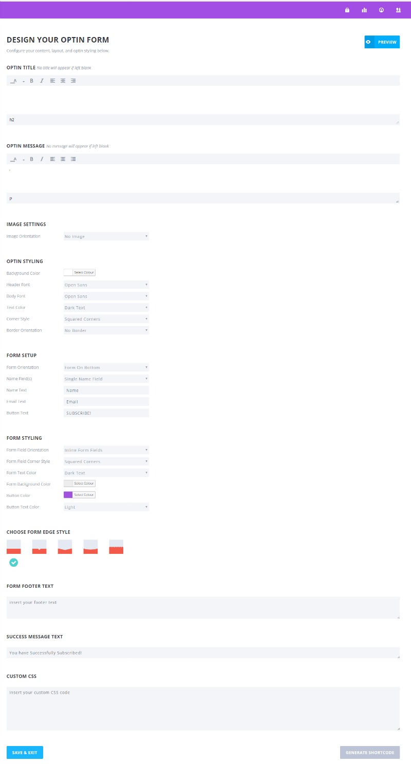 Create a transparent bloom optin form